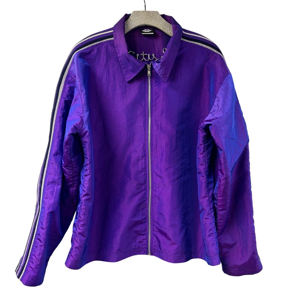 Big Flirt Iridescent Purple Windbreaker Jacket Purple Medium 90s Full Zip